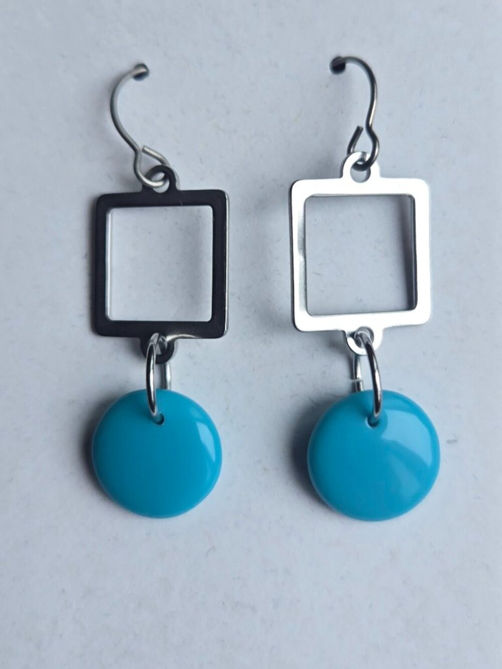 Blue/Stainless Steel Drop Earrings